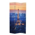 thumbnail image 3 of Saltoro Sherpi 3 Panel Double Sided Wooden Room Divider with EIFFEL TOWER Print,Multicolor, 3 of 5