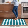 thumbnail image 6 of Teal Striped Door Mat Indoor Outdoor, Simple Art Vertical Stripe Farmhouse Non Slip Welcome Mat with Rubber Backing, Absorbent Fabric Front Door Mats Entryway Rug for Home Patio Entrance 18"x30", 6 of 8