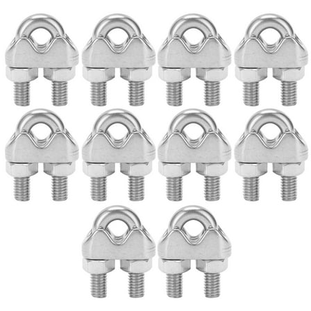 Stainless Steel Wire Rope Clamps, 1/4 Inch M6, 10 Pieces, Heavy Duty U Bolt Saddle Fasteners