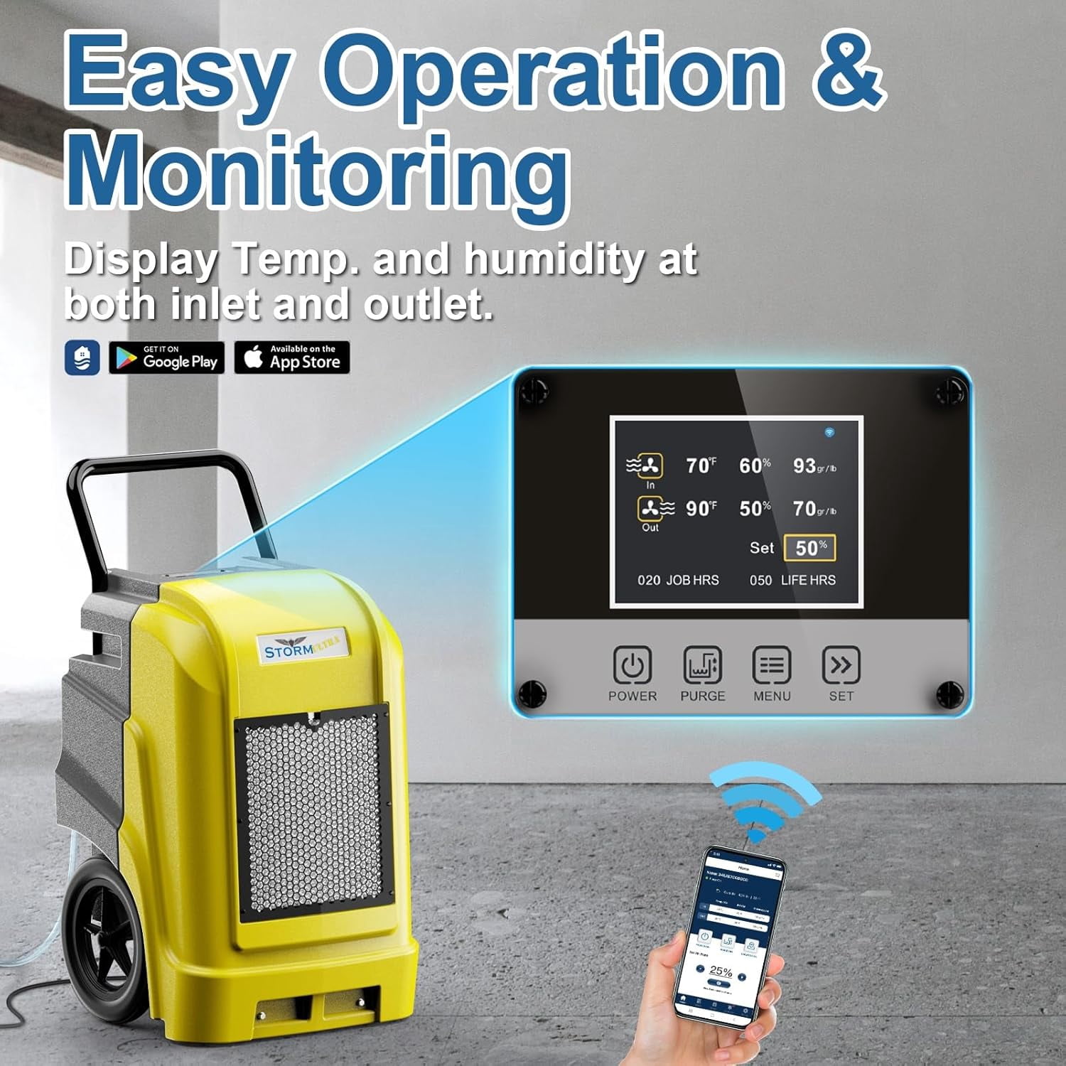 AlorAir Commercial Dehumidifier with Pump Drain Hose, 190 Pints Smart WiFi Industrial Dehumidifiers Large Capacity for Basements, Garages, Mall & Job Sites, 5 Years Limited Warranty