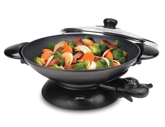7 Quart Heavy Duty Nonstick Electric Wok w/ Lid Kitchen Dining Cookware Durable