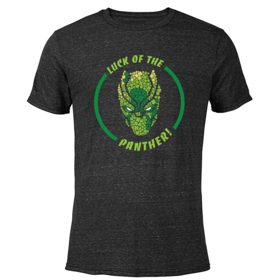 Marvel Black Panther Luck of the Panther St. Patrick’s Day - Short Sleeve Blended T-Shirt for Adults - Customized-Black