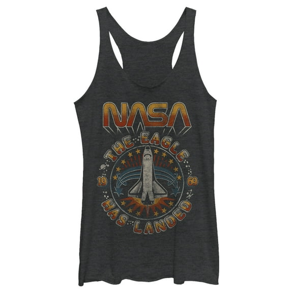Women's NASA Eagle Has Landed  Racerback Tank Top Black Heather Medium