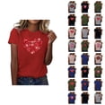 thumbnail image 1 of T-shirt Femme Saint-Valentin 2026 Mode Manches Courtes Col Rond Cœur Graphique, 1 of 4