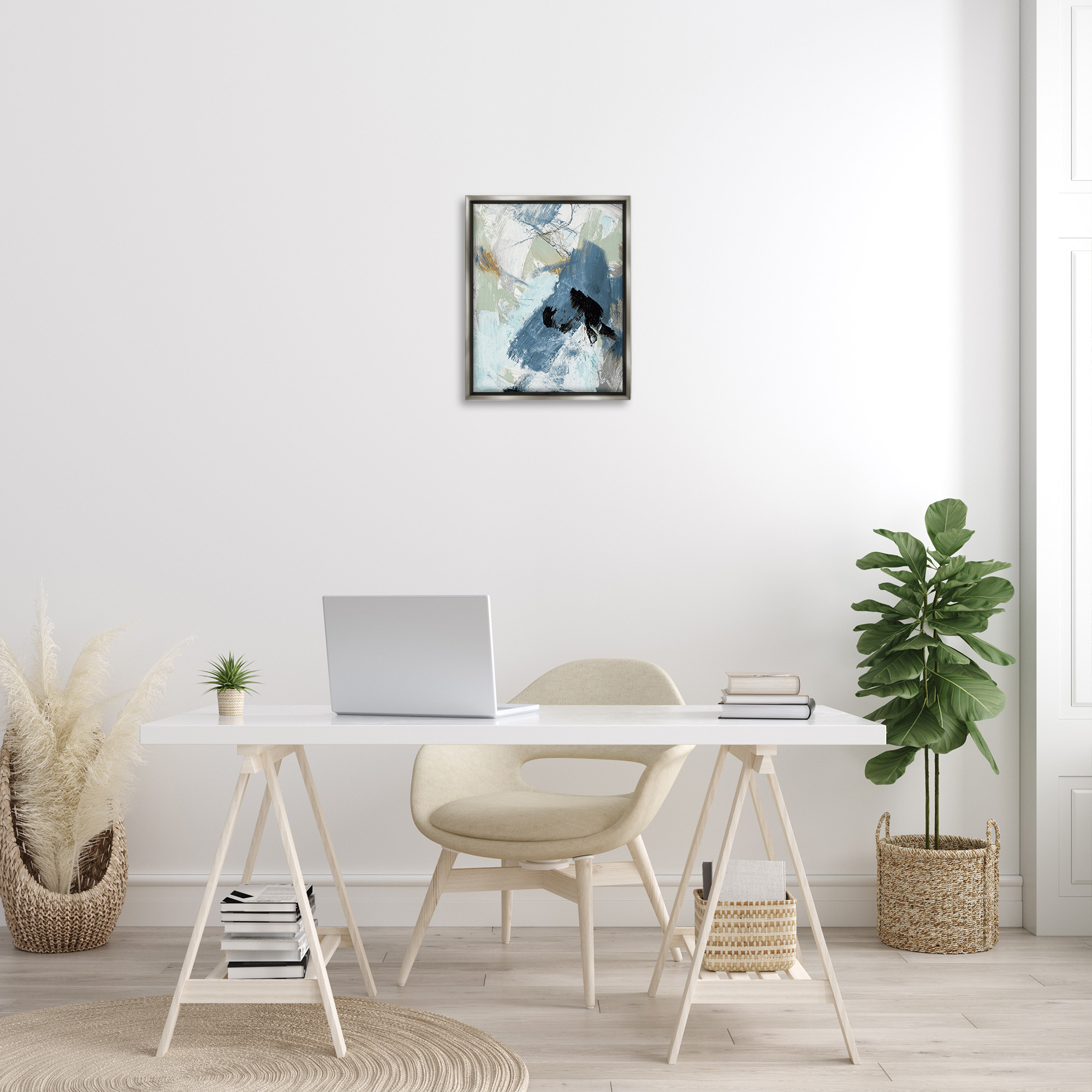 Stupell Industries Chaotic Brush Strokes Pattern Abstract Painting Gray Floater Framed Canvas Art Print Wall Art, 17 x 21