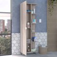 thumbnail image 3 of 62H" Linen Single Door Cabinet, Five External Shelves, Four Interior Shelves, Light Gray, 3 of 7