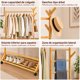 thumbnail image 5 of Perchero de Bambú Multifuncional con 2 Cajones y Estantes Laterales, Rack para Ropa Zapatos y Bolsas, para Dormitorio Entrada y Sala, Natural, 150 x 99 x 28 cm, 5 of 7