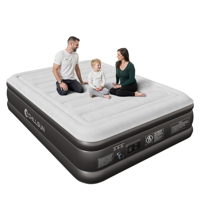Colchón inflable CHILLSUN 2025 mejorado para cama queen con bomba integrada