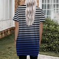thumbnail image 5 of TQWQT Women's Plus Size Long Shirts for Leggings with Pockets Short Sleeve Tunic Tops Striped Print Long Tops V Neck Oversized T Shirts Summer Tops, 5 of 5