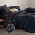 thumbnail image 5 of Twin Comforter Set - Twin Bed in a Bag 5 Pieces Stripes Seersucker Bedding Set, Soft Lightweight Down Alternative Comforter, Twin Bed Set (Black, Twin), 5 of 7