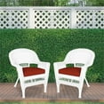 thumbnail image 3 of Maklaine Wicker Country/Cottage Chair in White with Red Cushion (Set of 2), 3 of 10