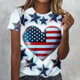 thumbnail image 2 of Summer Save 4Th Of July Patriotic Shirt For Women Independence Day Tee Usa Flag Star Stripe Tops Regular Size Slim Fitted Tee Shirts Round Neck T-Shirts Rolled Sleeve Shirt Boho Beach Holiday Clothes, 2 of 5