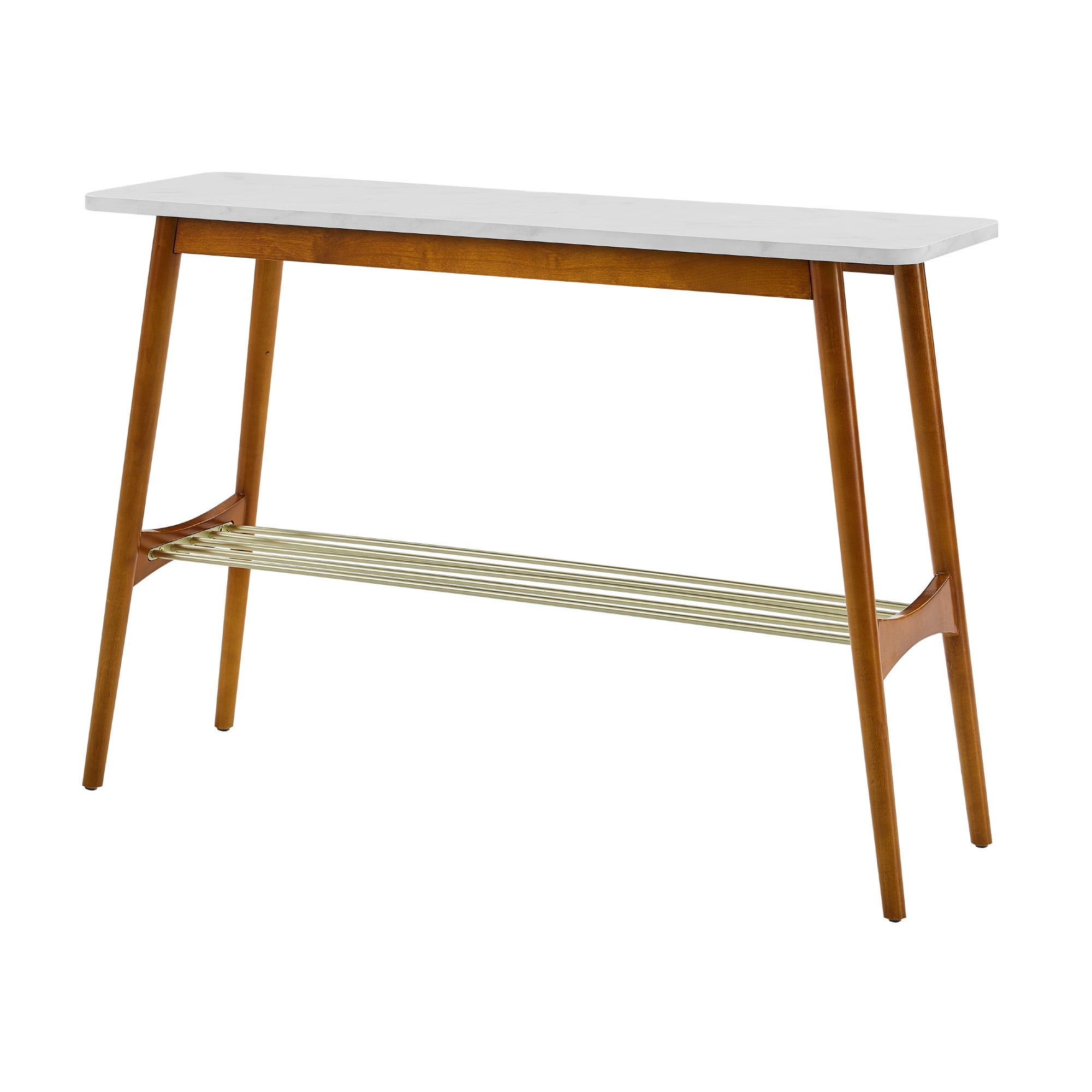 Manor Park Barry Mid Century Modern Faux Marble Entry Table, Acorn