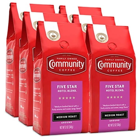 Community Coffee Five Star Hotel Blend 72 Ounces, Medium Roast Ground Coffee, 12 Ounce Bag (Pack Of 6)