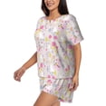 thumbnail image 2 of Naloa Cartoon Rabbit And Butterfly Women's Short-Sleeved Pajama Set, Loungewear, Summer pajamas, Breathable Cozy - Medium, 2 of 9