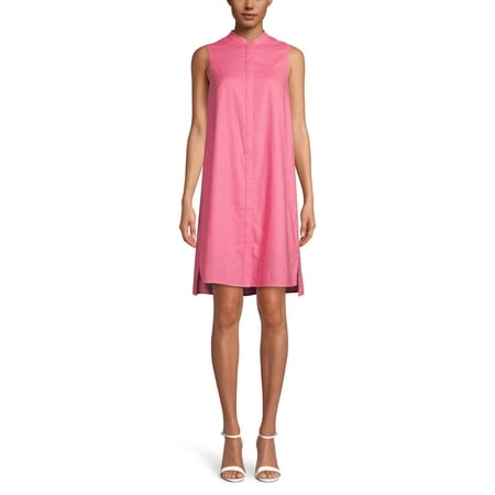 Anne Klein Women's Linen Trapeze Dress Pink Size Small
