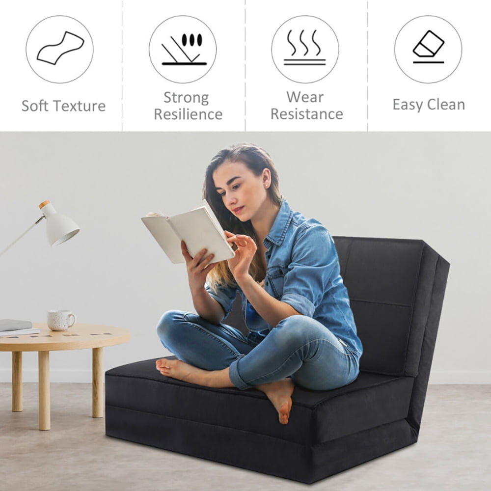 Finihen Convertible Sleeper Bed, Folding Sleeper Chair Sofa Bed, Convertible Lounger Folding Sofa Sleeper Bed, for Living Room, Bedroom, Apartment, Black Finihen Convertible Sleeper Bed, Folding Sleeper Chair Sofa Bed, Convertible Lounger Folding Sofa Sleeper Bed, for Living Room, Bedroom, Apartment, Black