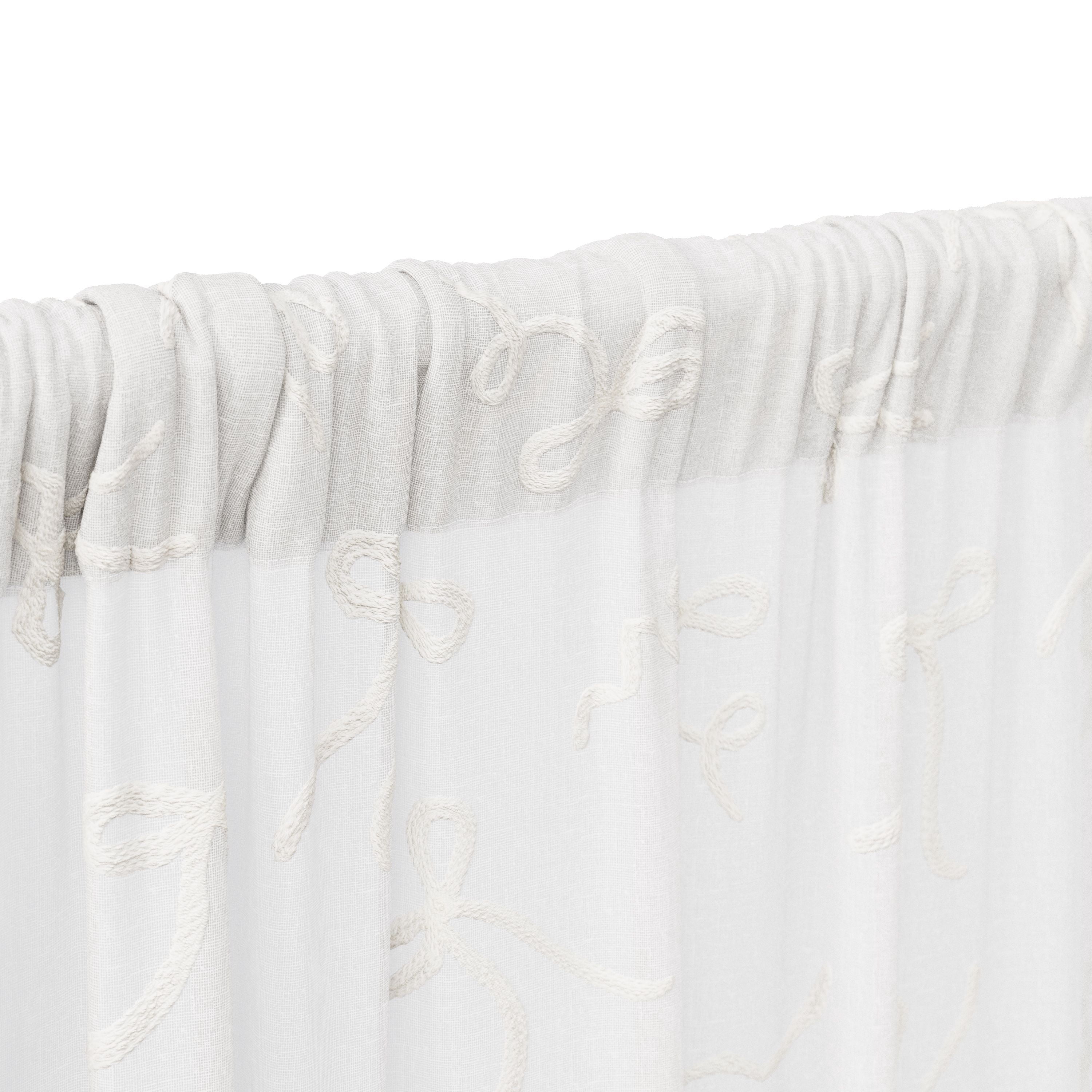 Mainstays Kids White Ribbons Sheer Single Panel Curtain, 38" W x 84" L
