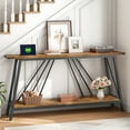 thumbnail image 4 of Console Table, Console Table with Charging Station, Industrial Entryway Table, 2-Tier Foyer Table, Sturdy Frame, Easy Assembly, for Living Room, Entrance, Corridor, Rustic Brown and Black BF152UXG01, 4 of 8