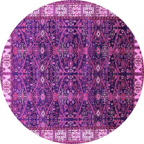 Ahgly Company Indoor Round Oriental Pink Industrial Area Rugs, 4' Round