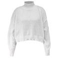 thumbnail image 4 of VISALY Turtleneck Sweatshirt Crochet Sweaters Turtleneck Sweater Oversized Long Sleeve Knitted Pullover Fall Winter Trendy Basic Crop Sweaters Hoodies Pullover Solid Sweatshirt Sweatshirt White S, 4 of 4