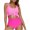 Pink, variant on Ohufall Women One-pieces Swimsuits Solid Color V-neck Monokini Swimwears Push Up Tummy Control Swimwear Bathing Suits