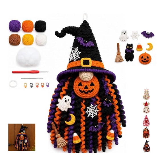DIY Seasonal 3D Crochet Door Hanger Kit, Halloween Crochet Kit, Beginner Friendly Step by Step Instructions, Handmade Farmhouse Holiday Porch Decor