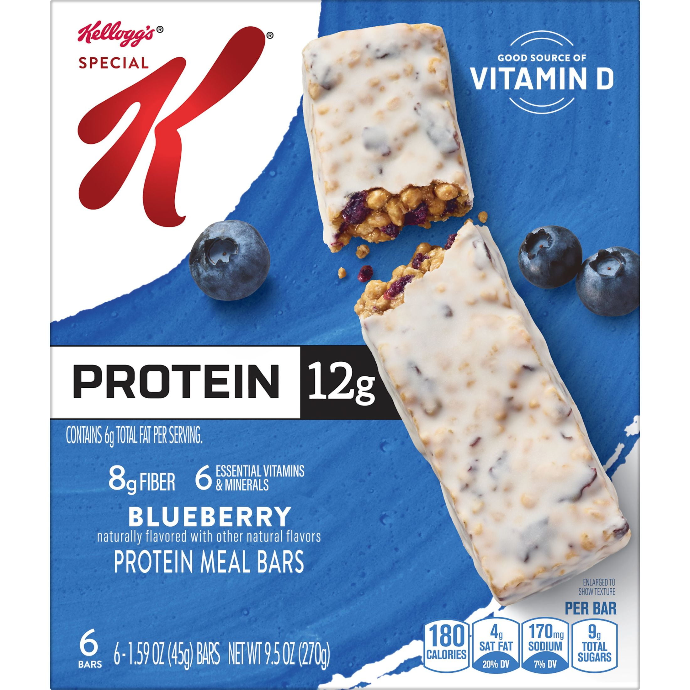 Special K Bar Blueberry Chewy Protein Meal Bars, 12g Protein Snacks, 9.5 oz, 6 Count
