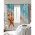 thumbnail image 3 of Summer Cyan Blackout Curtains for Bedroom Living Room, Teal Beach Scenery Seaside Starfish Coastal 45 In Long Thermal Insulated Room Darkening Drapes Grommet Window Treatments, 42 x 45 In, 3 of 9
