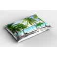 thumbnail image 2 of Ambesonne Coastal Pillow Sham 2 Pack, Palm Trees Island Shore, 30"x20", Green Aqua Coconut, 2 of 3