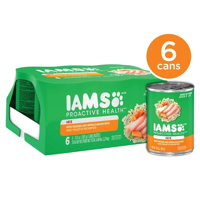 IAMS Proactive Health Adult Wet Dog Food Chicken Rice Pate 13 oz 6 Pack Walmart