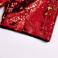 thumbnail image 5 of Men's Reversible Sequin Two Piece Short Sleeve Shirt Shorts Outfit Casual Parties Special Events With Sparkling Design Red L, 5 of 8