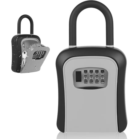 Key Lock Box Lock Box for House Key Portable Lockbox for Keys 4 Digit Combination Key Safe Storage Waterproof Key Lock Box Wall Mounted for Outdoor Home Garage Office Garden