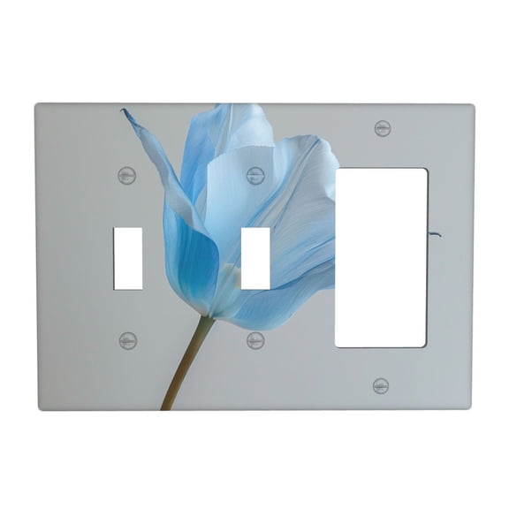 Blue Tulip Switch Cover Decorative Wall Plate 3-Gang 2-Toggle 1-Decor Standard Size