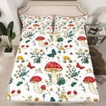 thumbnail image 2 of Homewish Cartoon Red Mushroom 4 Pieces Queen Sheet Sets For Kids Teens Female Girls,Flying Colorful Butterflies Ultra Soft Flat Sheet,Botanical Plants Queen Fitted Sheet,Lightweight Room Decor, 2 of 7