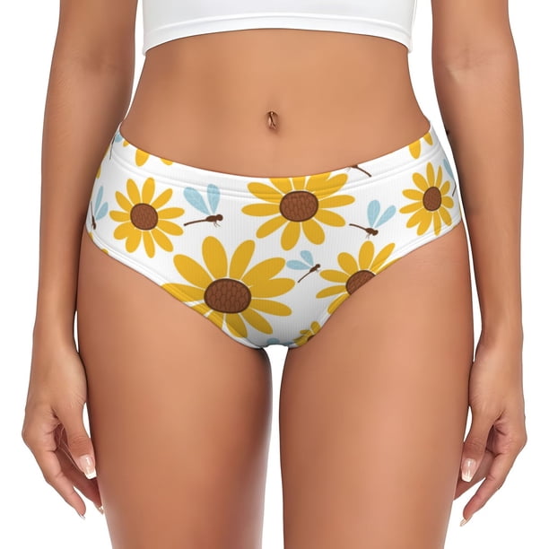 Fotbe Sunflowers Calzones Estampados para Mujer – Ropa Interior de Algodón, Cómoda, Suave y Elástica-Large