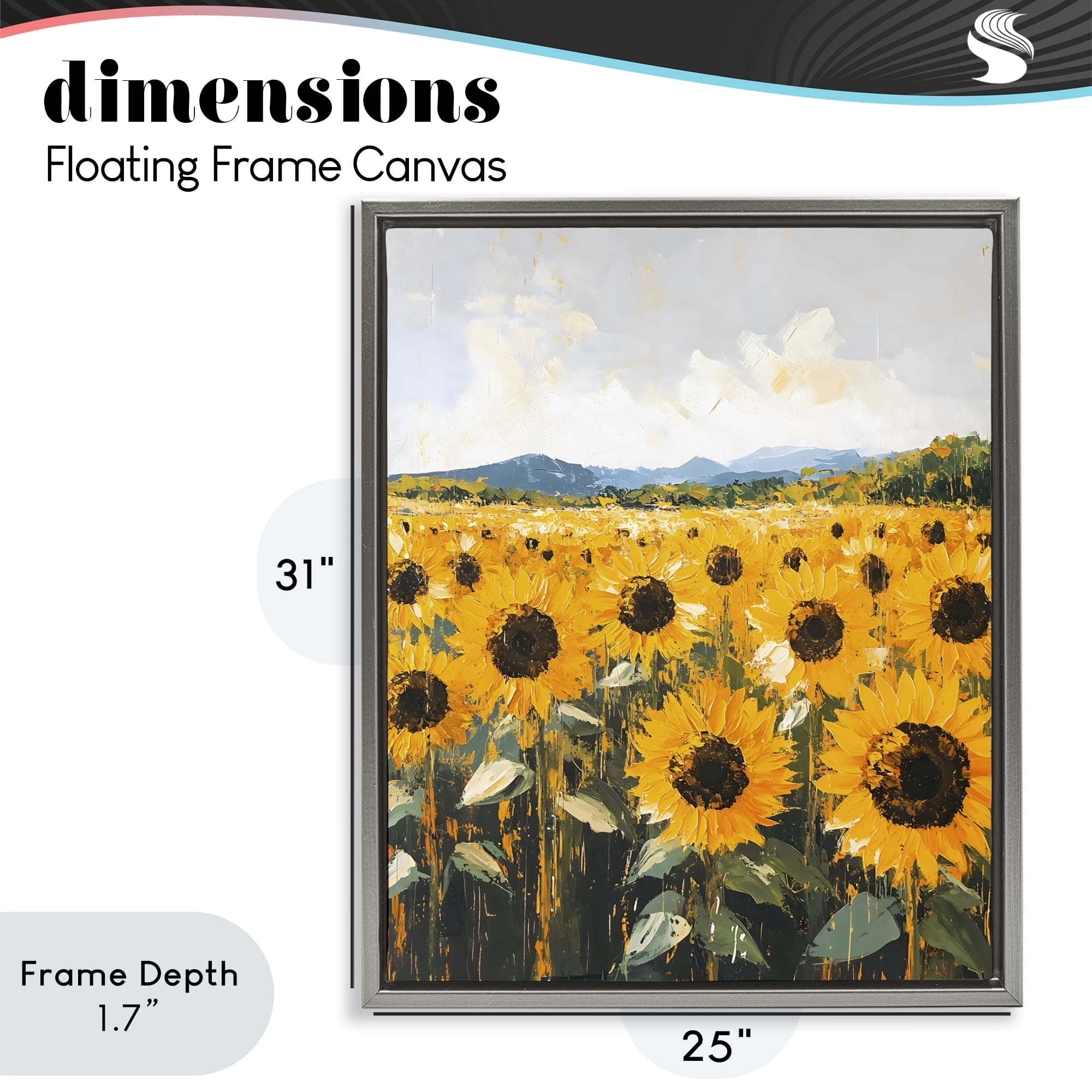 Stupell Industries Beautiful Sunflowers in Field Gray Framed Floater Canvas Wall Art, design by Creative Studio