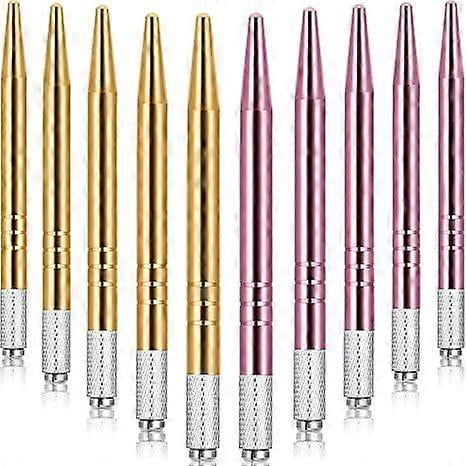 Microblading Pens 10 Piece Manual Eyebrow Pens Microblade Pen Aluminum Microblading Hand Tools Light Manual Microblade Tool Microblade Holder for Make