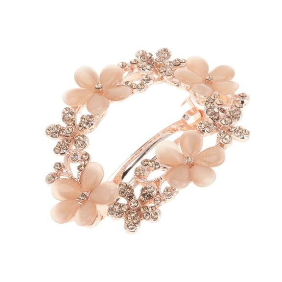 Unique Bargains 1 Pc Flower Rhinestone Hair Clips for Home Champagne