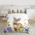 thumbnail image 2 of Homewish Cute Rabbit Child Queen Comforter Set, Groovy Daisy Floral Bedding Sets, Kawaii Cartoon Bunnies Reversible Bedding Comforter Set, Super Cozy Room Decor, 3pcs, 2 of 8