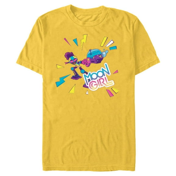Marvel Moon Girl and Devil Dinosaur Bubble Blaster Go - Short Sleeve Blended T-Shirt for Adults - Customized-Yellow