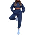 thumbnail image 3 of Conjunto de sudadera con capucha y cintura elástica pura para mujer Conjunto de sudadera con capucha fiel a su promesa, 3 of 6