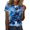 thumbnail image 1 of YDLCAFD T-Shirts pour Femmes Tendance Graphique Femmes Mode Été Décontracté Imprimé Fleuri Manches Courtes Col Rond Pull Tops, 1 of 4