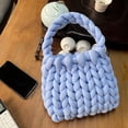 thumbnail image 1 of Bolso tejido a mano para mujer, bolso de hombro de lana islandesa suave a la moda, regalo (azul) Tmvgtek Para Estrenar, 1 of 6