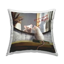 Stupell Industries Small but Mighty Sentiments Adorable Mouse in Mirror Kids Grey,18 x 7 x 18 Decorative Pillows