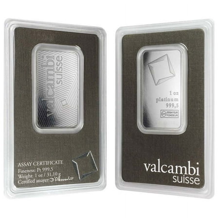 1 oz Platinum Bar - Valcambi Suisse .9995 Fine (in Assay)