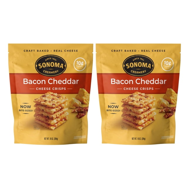 Snack Sonoma Creamery Cheese Crisps, tocino y queso cheddar, 280 g, paquete de 2