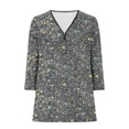 thumbnail image 5 of Penkiiy Hauts à Manches 3/4 pour Femmes Imprimé Brillant Quart Zip Col en V Manches Roulables Pull Automne TG Gris Foncé, 5 of 5