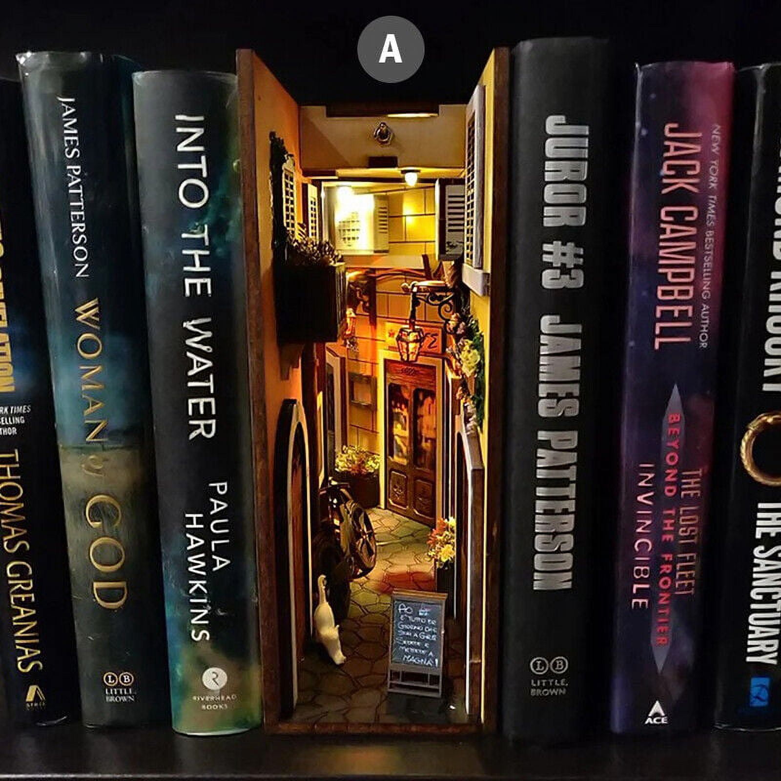 Times Square NYC Book Nook Kit for Adults-with Motion Sensor LED Lights -  Decorative Home Stand and Bookshelf Decor Insert