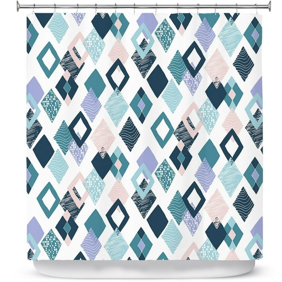 Shower Curtains 70" x 84" from DiaNoche Designs by Metka Hiti - Harlequin Blue